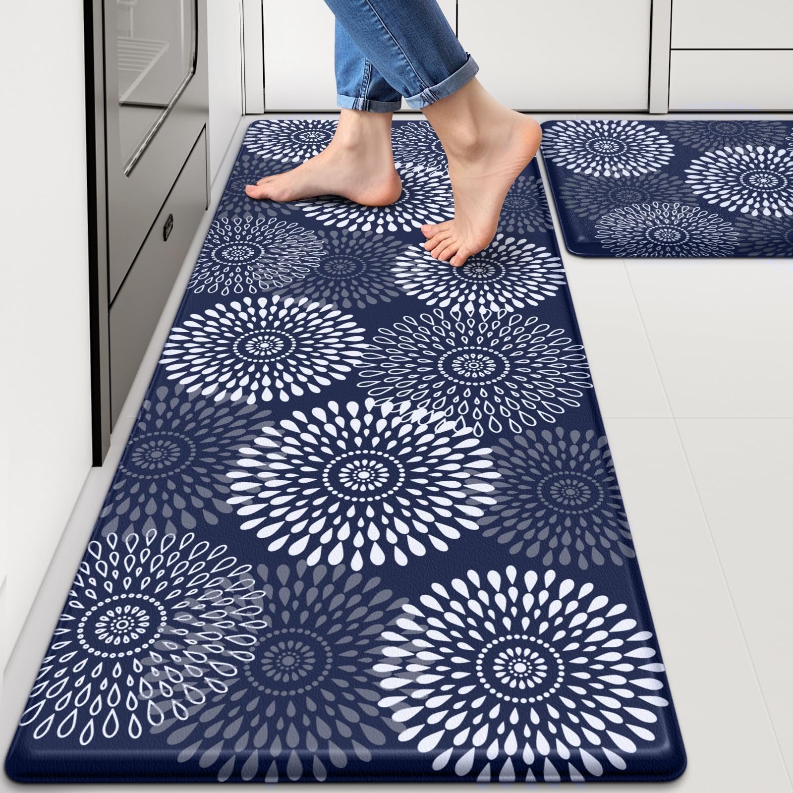 LuxStep kitchen mat anti-fatigue 17.3x30 provides cushioned support during cooking.
