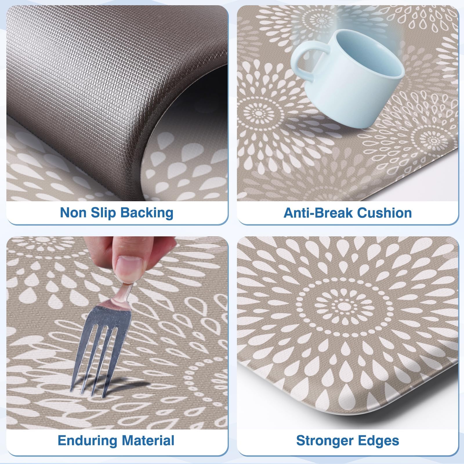 LuxStep mat with non-slip backing stays securely on tile or wood.