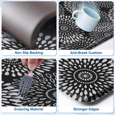 LuxStep kitchen mat easy-clean design highlights quick wipe maintenance after cooking.
