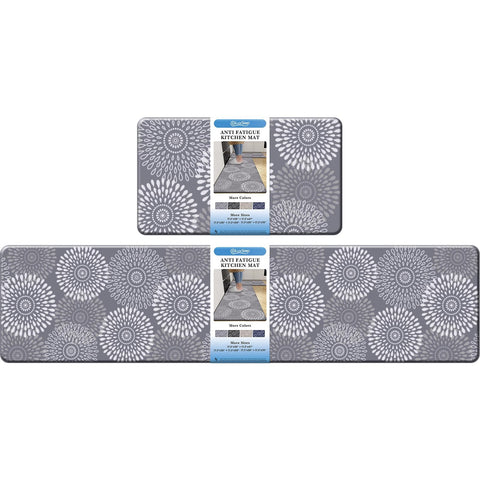 LuxStep kitchen mat front view on tile floor offering cushioned comfort and anti-slip stability.