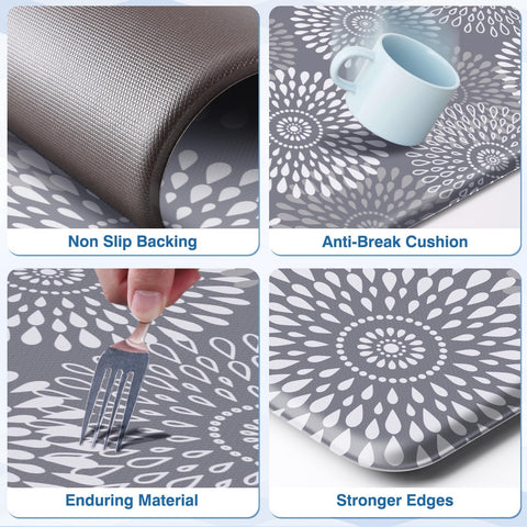 LuxStep grey set of two mats complements kitchen decor while providing versatile coverage.