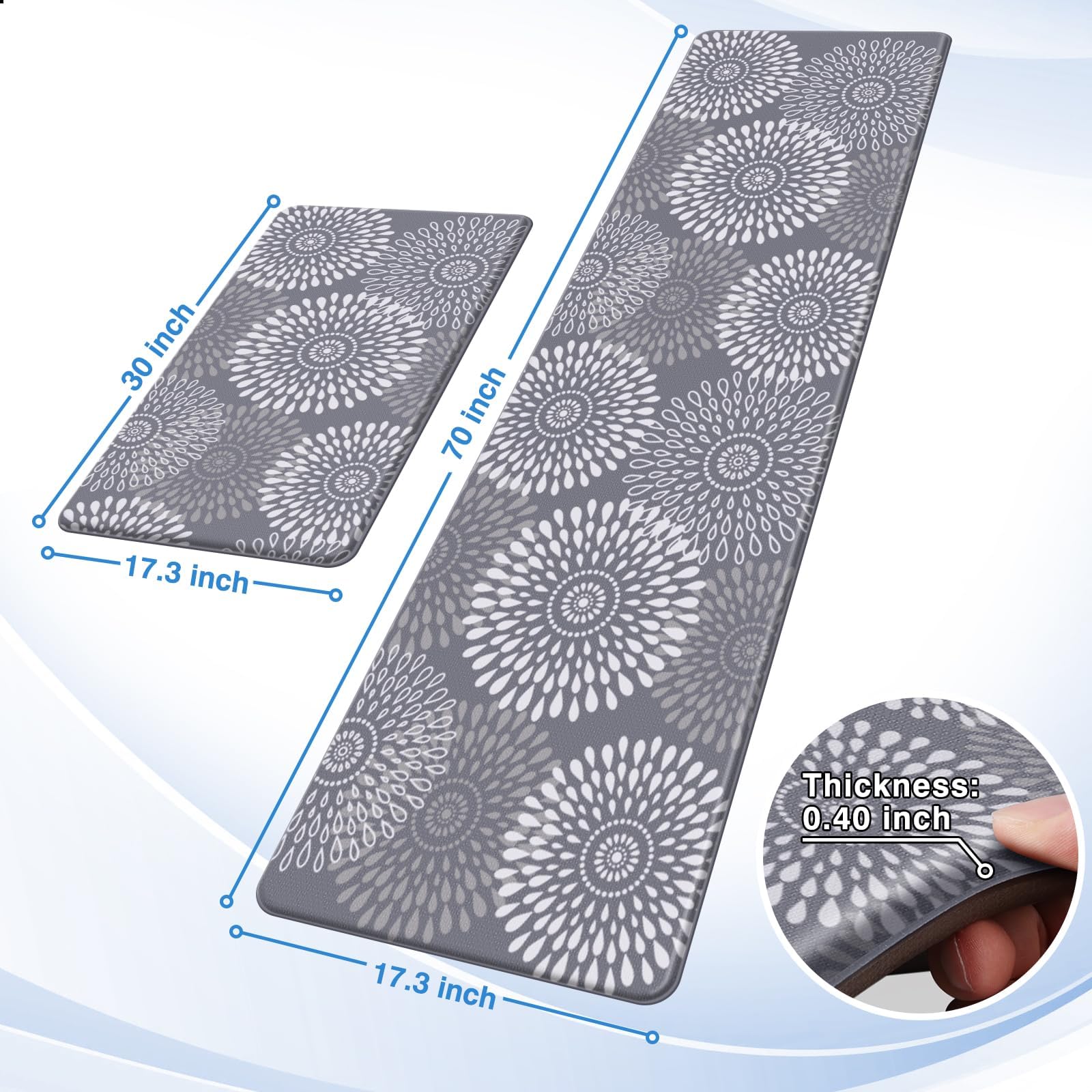 LuxStep kitchen mat non-slip back keeps the mat in place on dry surfaces.