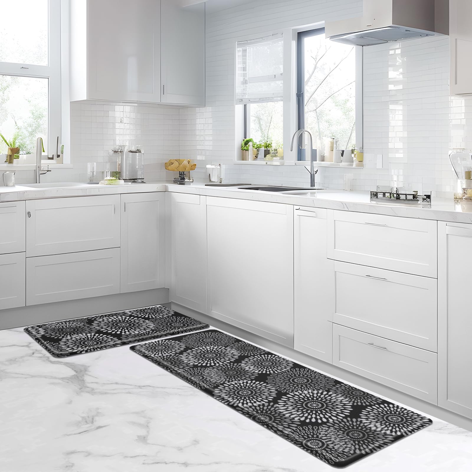 LuxStep kitchen mat non-slip back demonstrates secure placement on dry floors.
