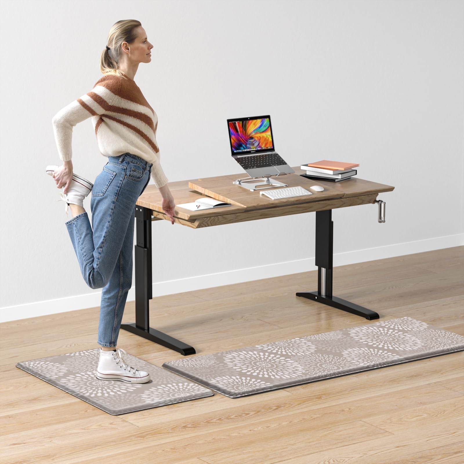 LuxStep khaki mats blend with decor while protecting floors.