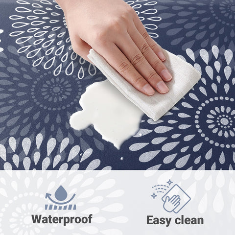 LuxStep blue kitchen mat being used at a standing desk for comfort.