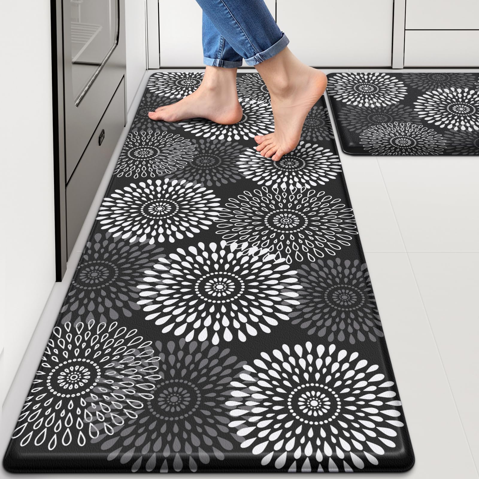 LuxStep kitchen mat wide view shows spacious coverage for busy counters.
