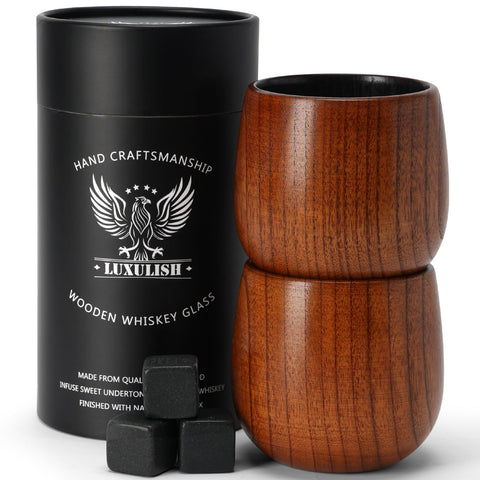 LUXULISH 10oz charred wood whiskey glass with smoky interior and warm grip.