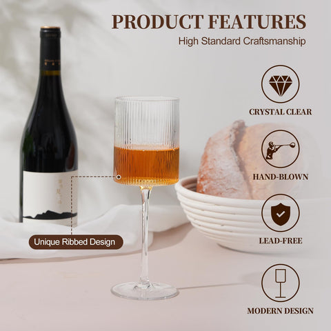 LUXULISH 13oz ribbed square wine glass provides ample swirling space for aromas.