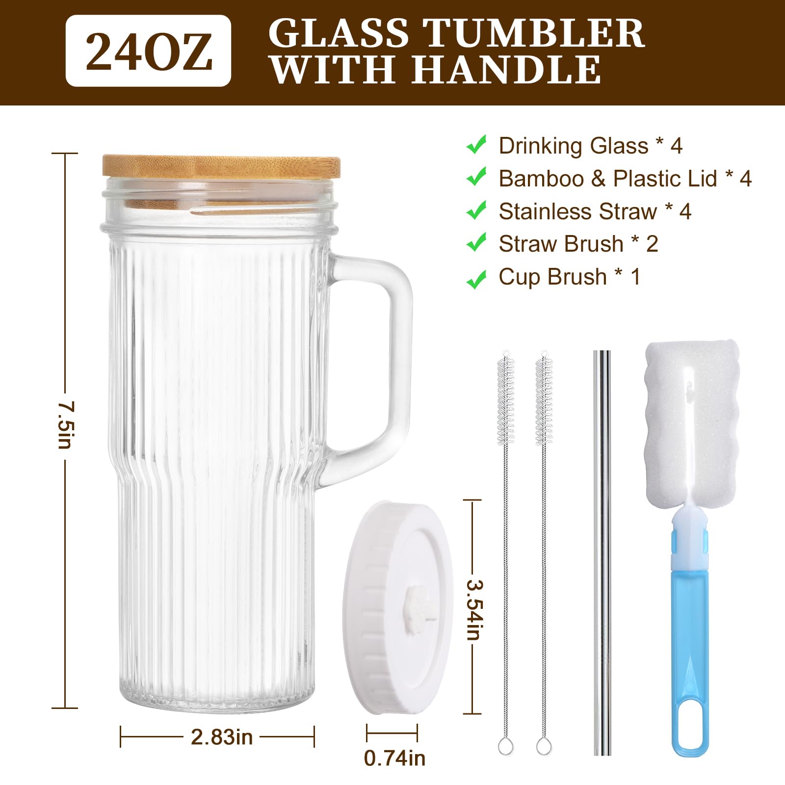 LUXULISH 24oz glass tumbler on iced coffee setup