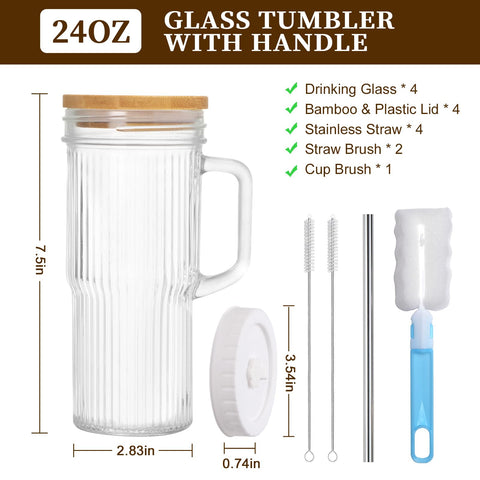LUXULISH 24oz glass tumbler on iced coffee setup