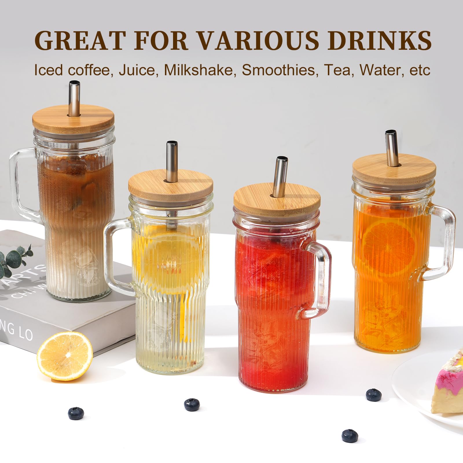 LUXULISH bamboo sealed lid on glass tumbler to prevent spills