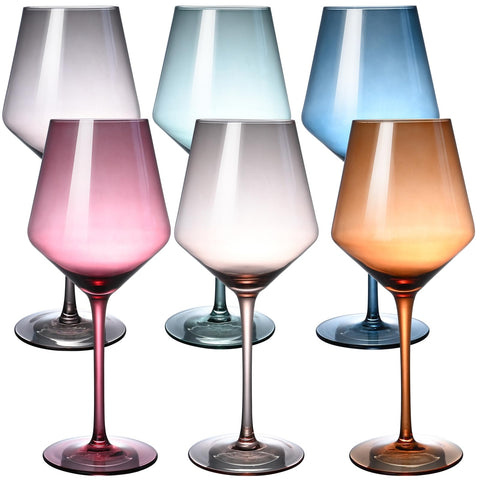 LUXULISH colored wine glasses set of 6 adds vibrant hues for stylish entertaining.