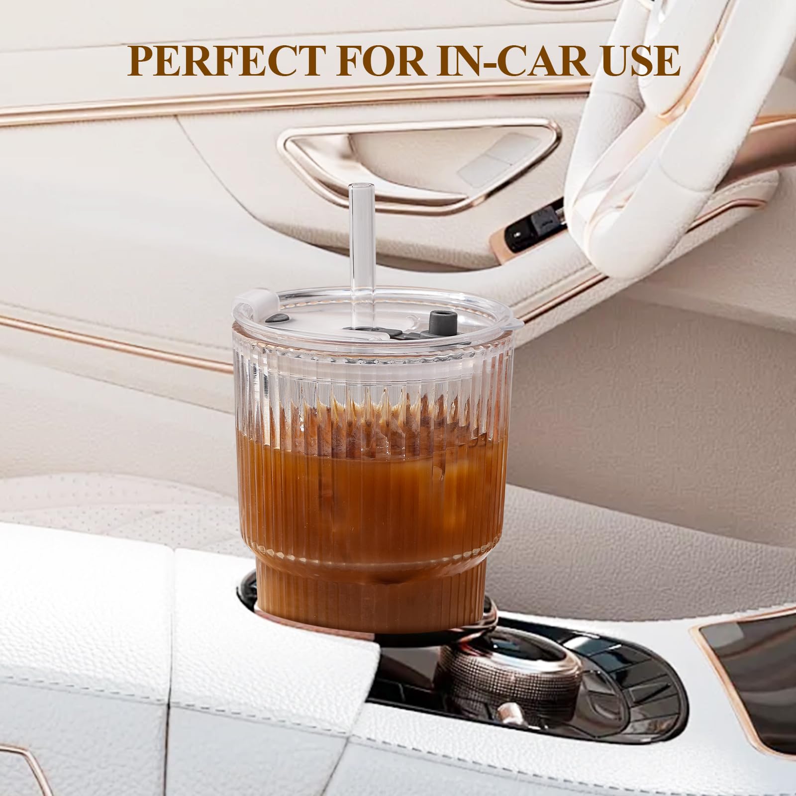 LUXULISH dishwasher-safe ribbed glass tumbler; simple cleanup after gatherings or workouts.