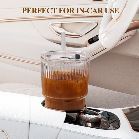 LUXULISH dishwasher-safe ribbed glass tumbler; simple cleanup after gatherings or workouts.