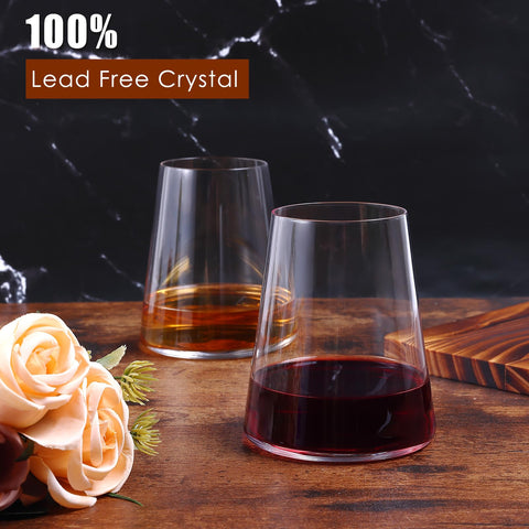 Luxulish flat-base stemless design emphasizes stability and easy grip.