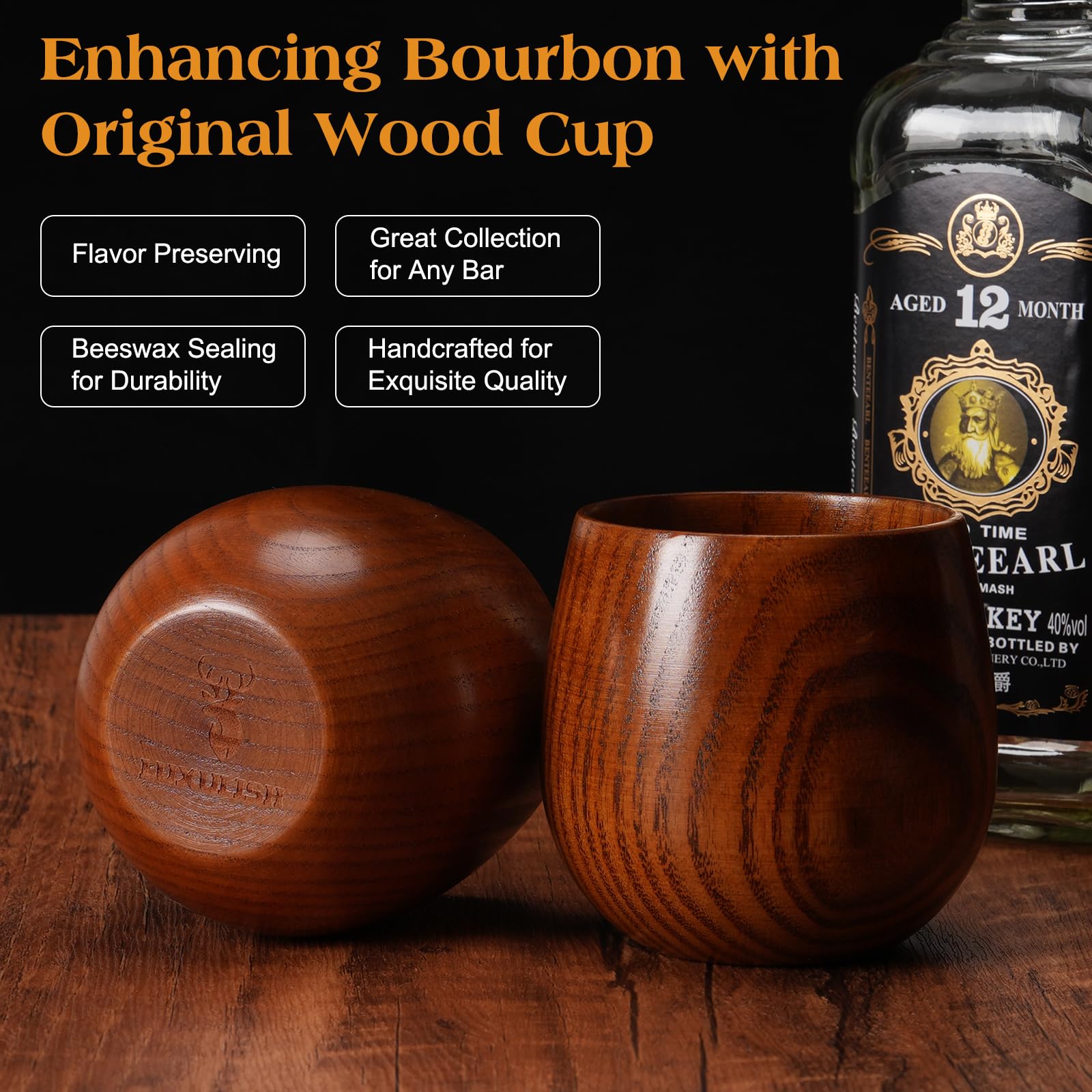 LUXULISH handmade wooden glass showing durable craftsmanship and natural grain.