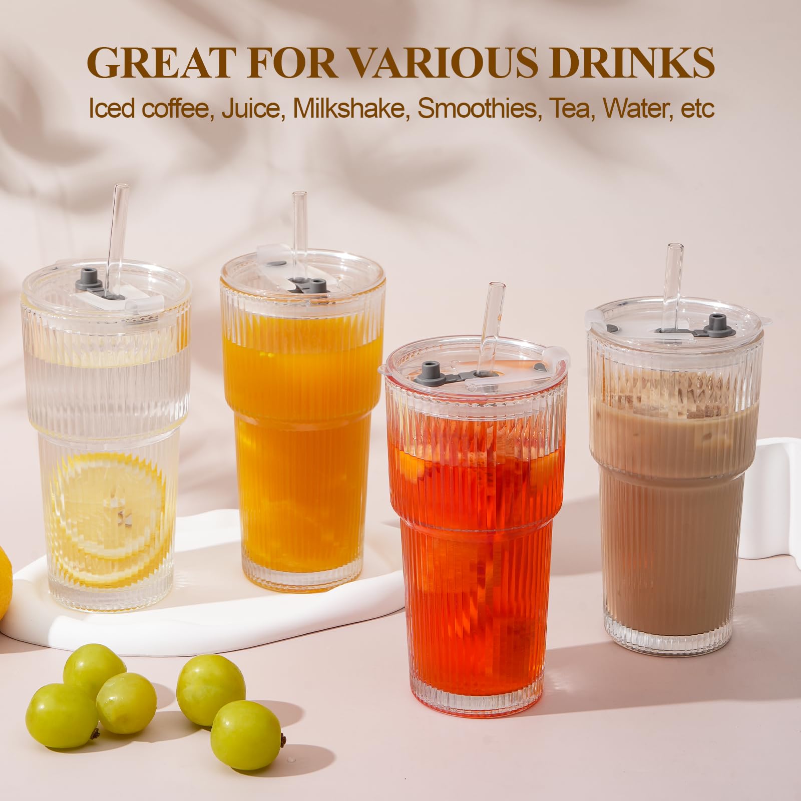 LUXULISH vintage-texture ribbed glass tumbler; enhances stylish beverage service.