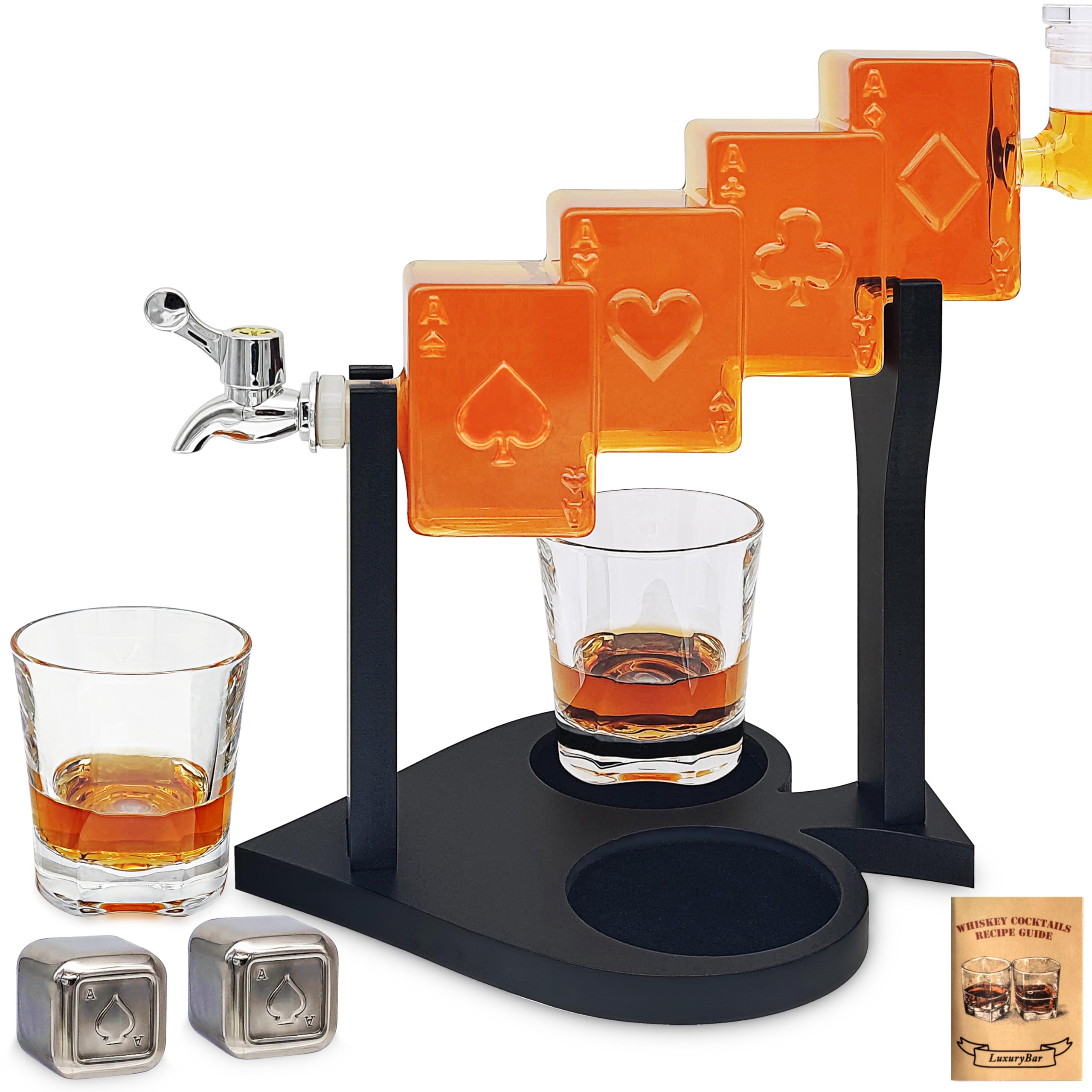 LuxuryBar poker whiskey decanter 27oz for stylish home bar entertaining