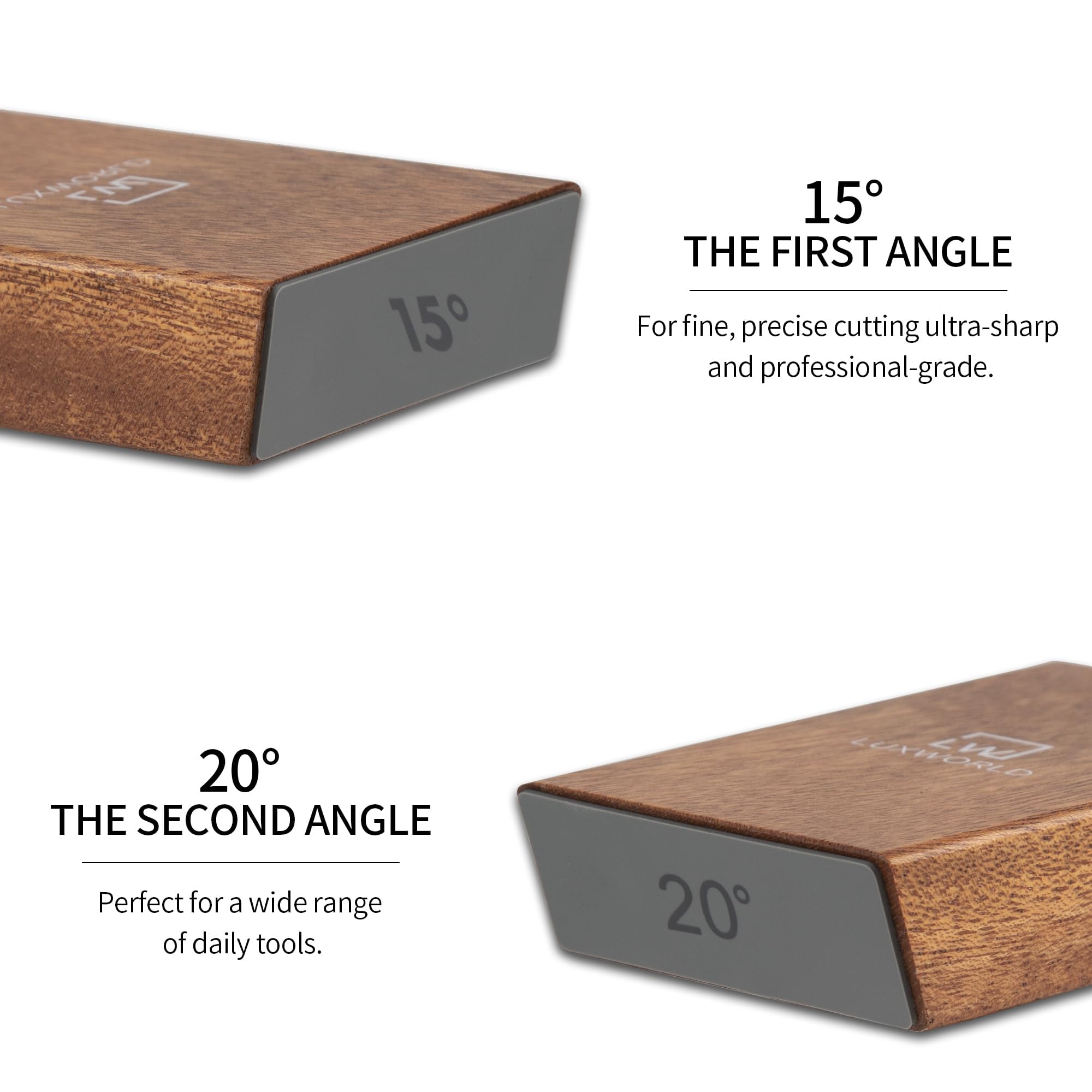 LUXWORLD sharpener set to 15-degree angle for small precision blades