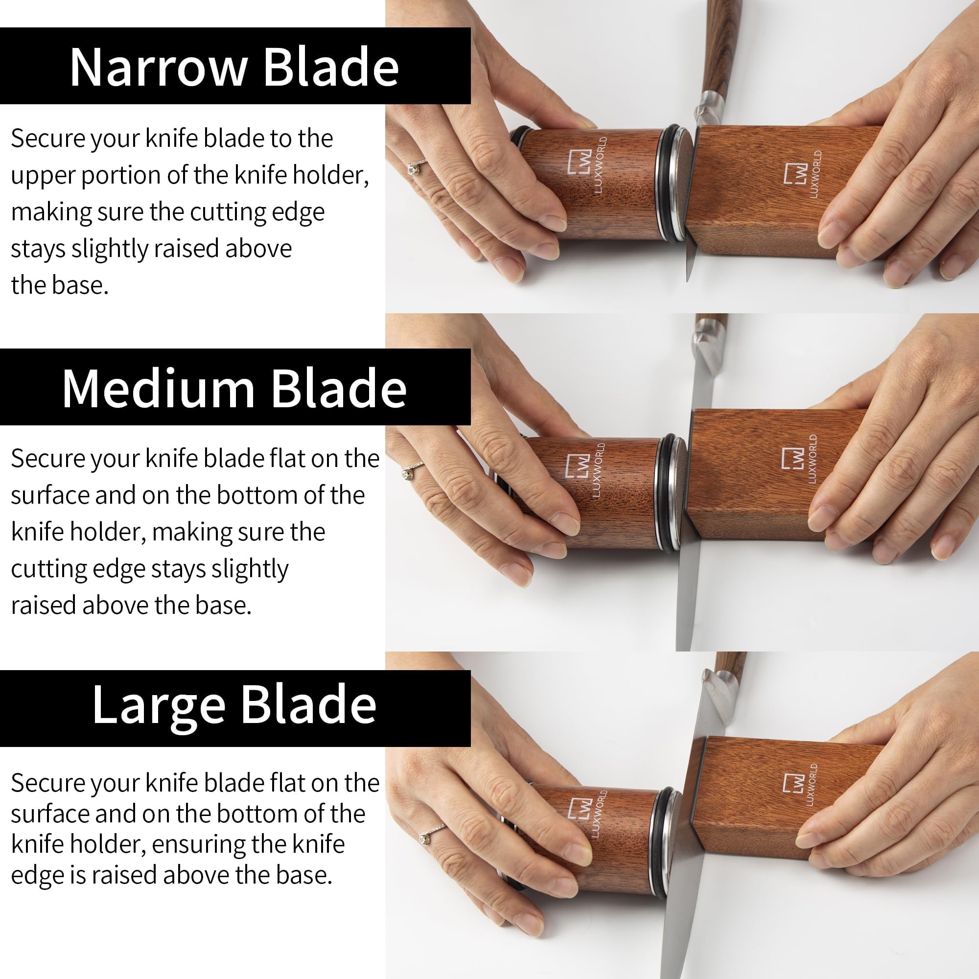 LUXWORLD sharpener set to 20-degree angle for larger blades