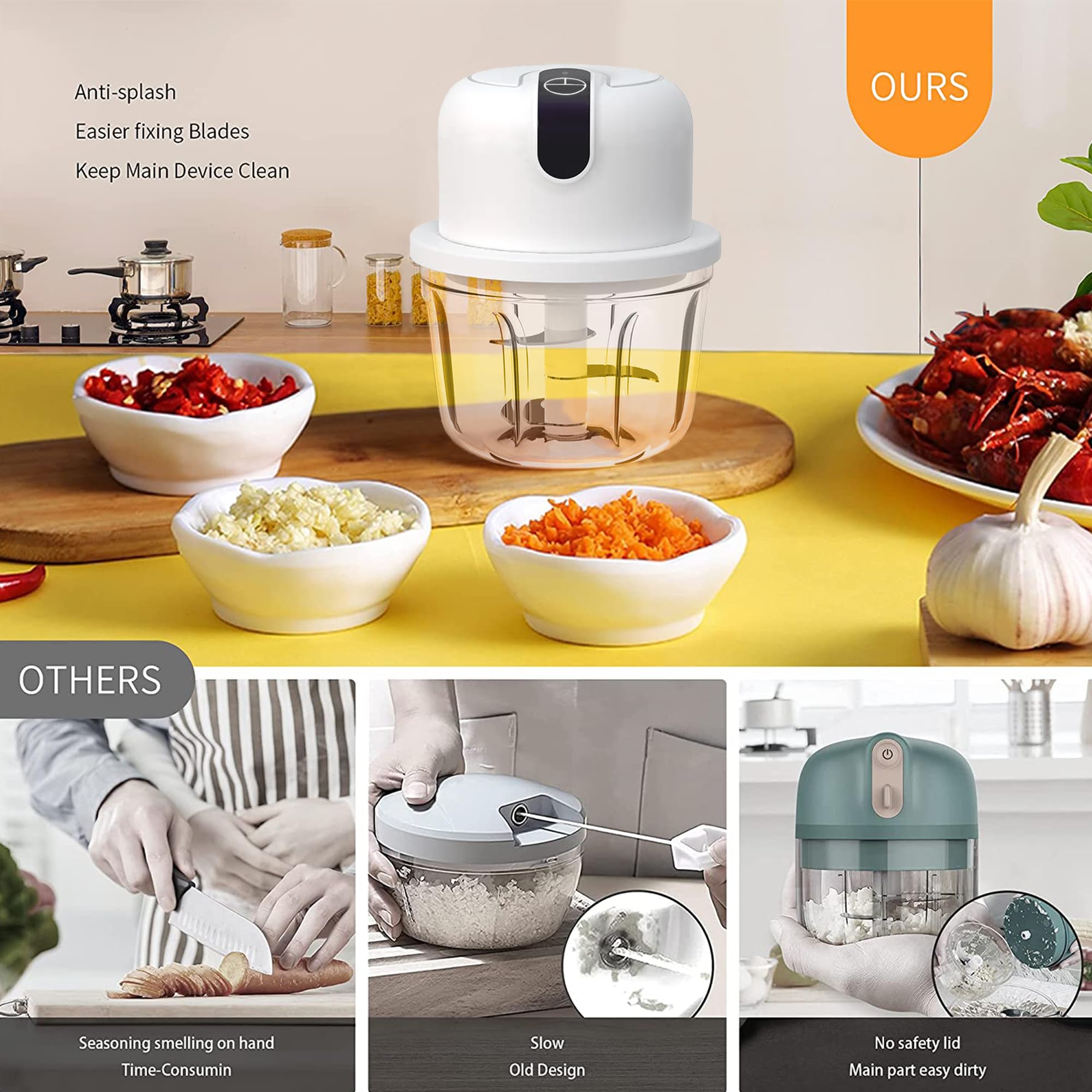 LVsenlin 350ML chopper with a 30W motor for efficient processing.