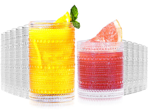 Lvtrupc vintage hobnail 14oz glass with elegant texture and weighted base