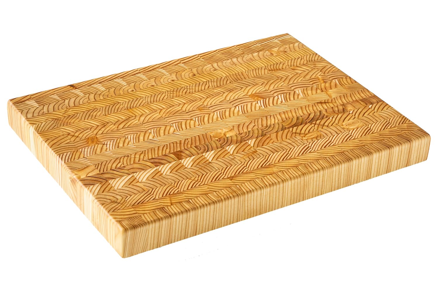 LW Handmade Larch Wood Canada board viewed from top, spacious surface for chopping.