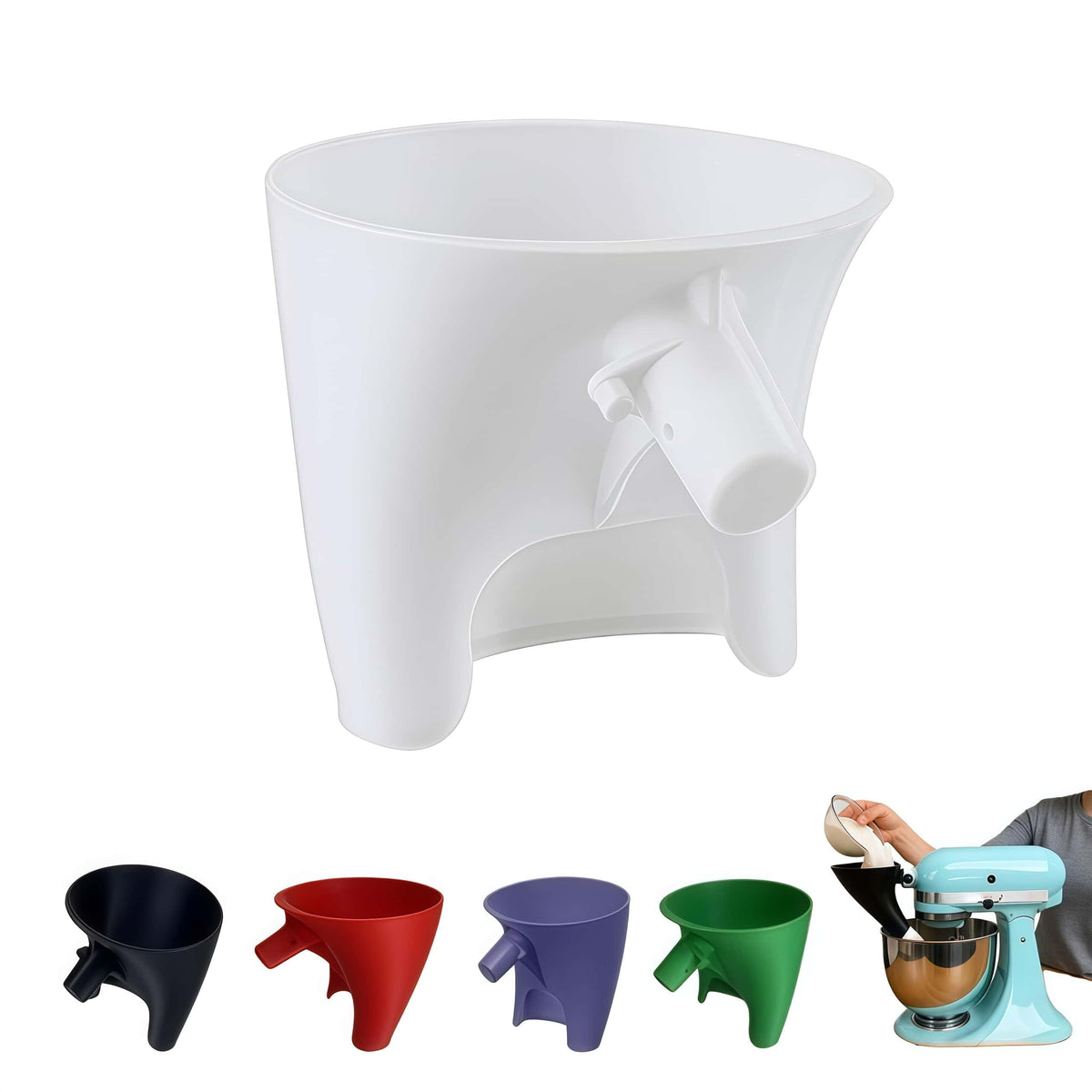 LWOGD flour funnel for KitchenAid KSM150 pours cleanly into the bowl, reducing spills.