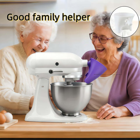 LWOGD flour funnel enables hands-free baking for multitasking in the kitchen.