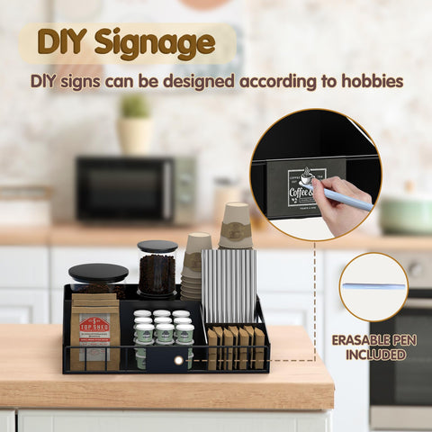 LWSFF coffee bar organizer with DIY logo design adds personalized elegance to your space.