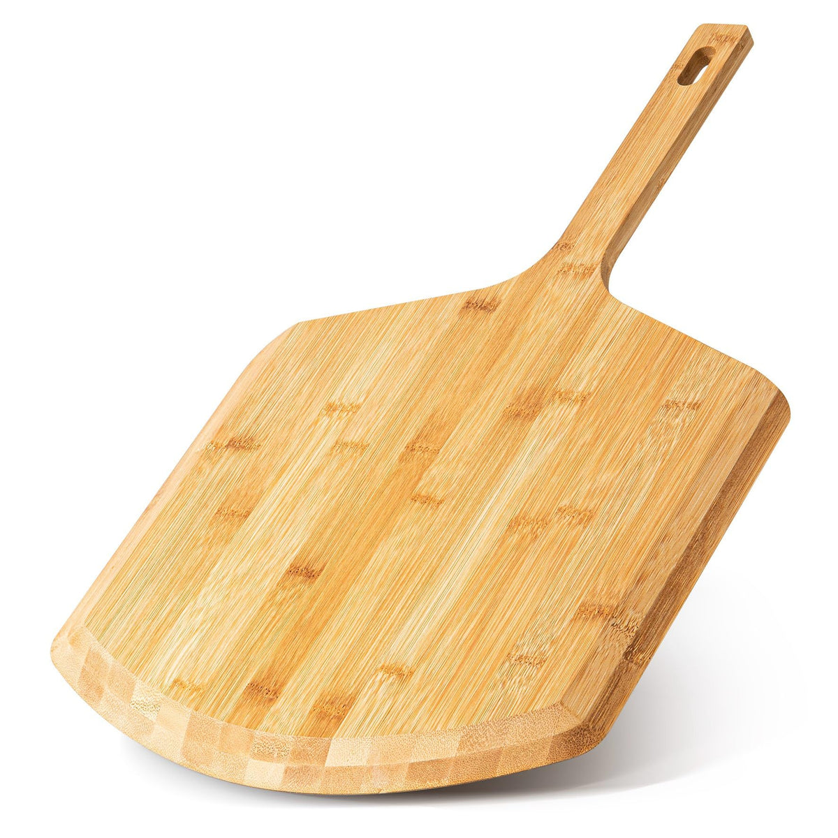 LX LERMX 16in bamboo pizza peel with smooth surface for easy dough transfer.