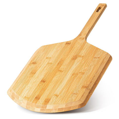 LX LERMX 16in bamboo pizza peel with smooth surface for easy dough transfer.