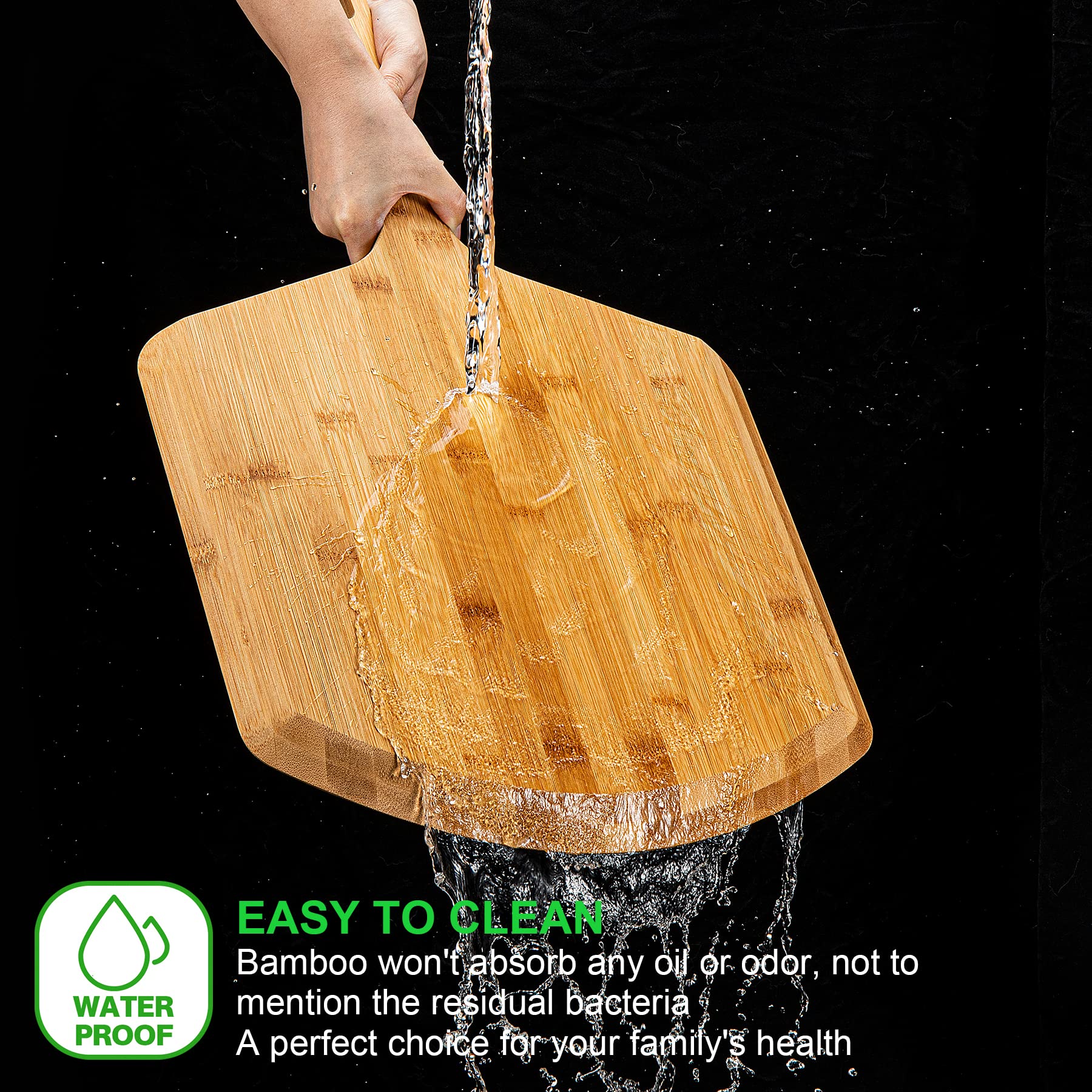 LX LERMX pizza peel beveled edge enables effortless transfer from oven.