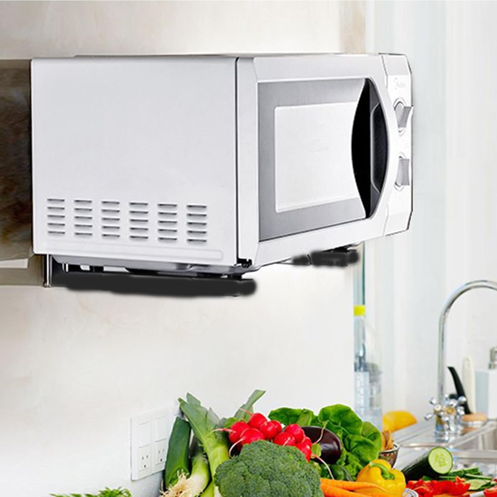 LXFNDZW retractable arm extension enables flexible microwave placement.