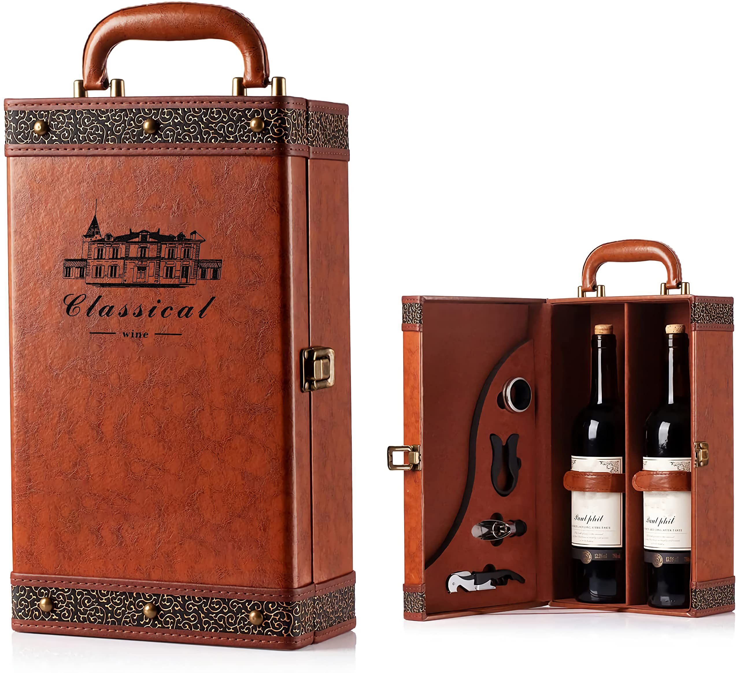 lxllnqh wine gift box – two-bottle carrier for easy transport and gifting