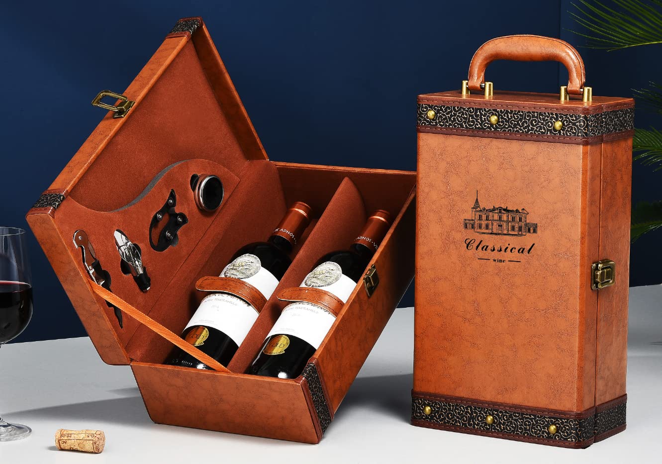 lxllnqh wine gift box accessories: corkscrew, foil cutter, pourer, and ring