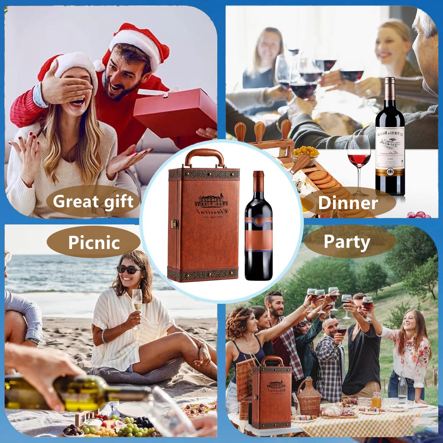 lxllnqh wine gift box open to reveal interior and accessories
