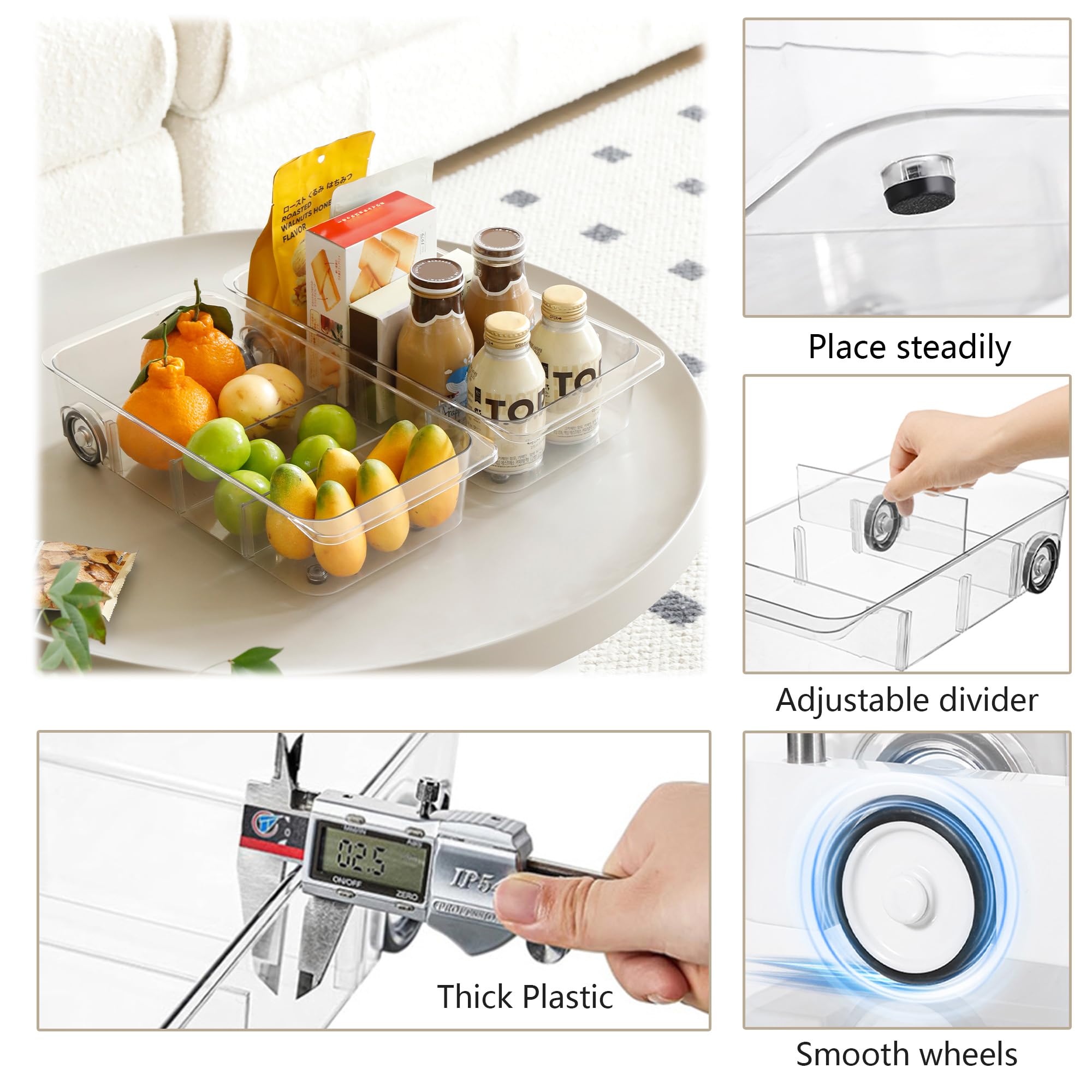 LXLXXL fridge caddy with built-in handle for easy moving