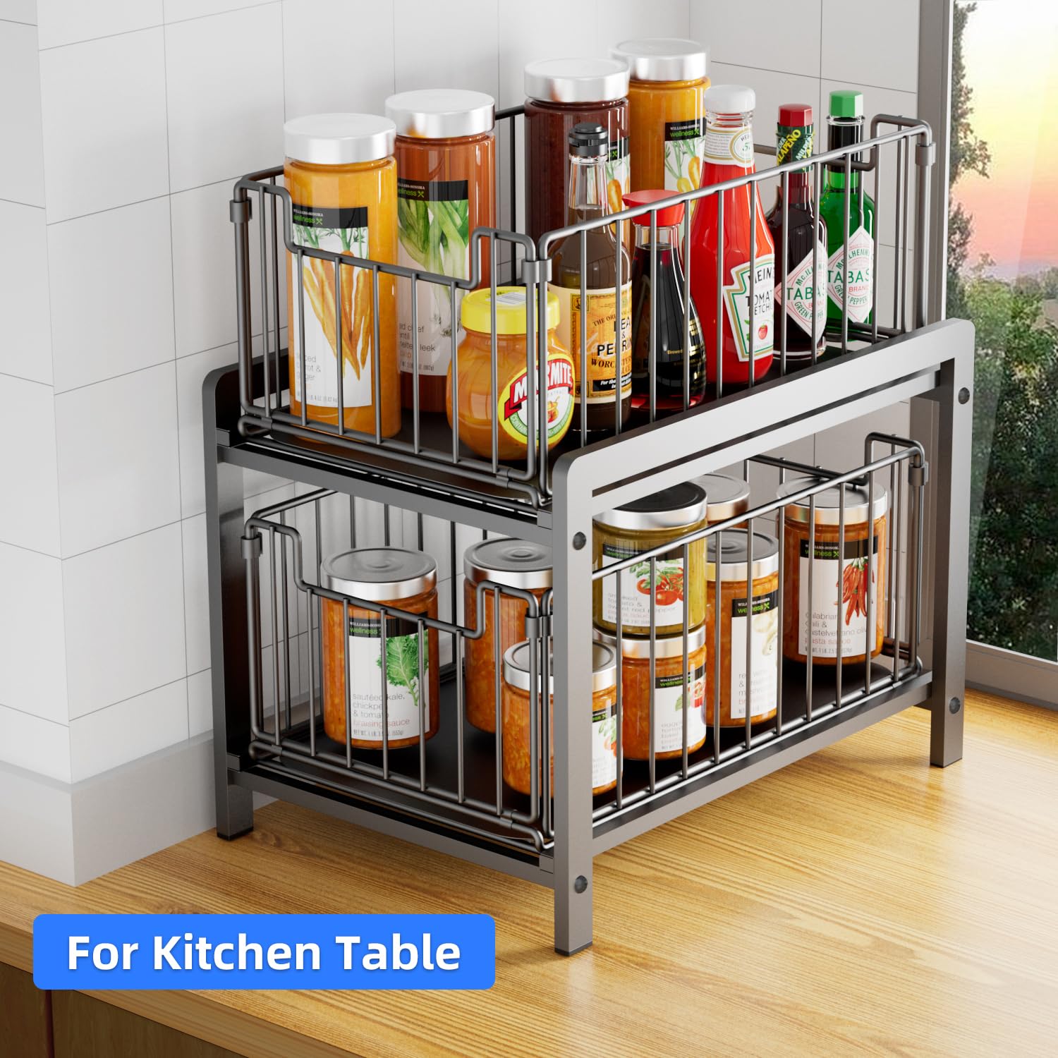 Lxmons kitchen and bathroom storage solution for versatile organization.
