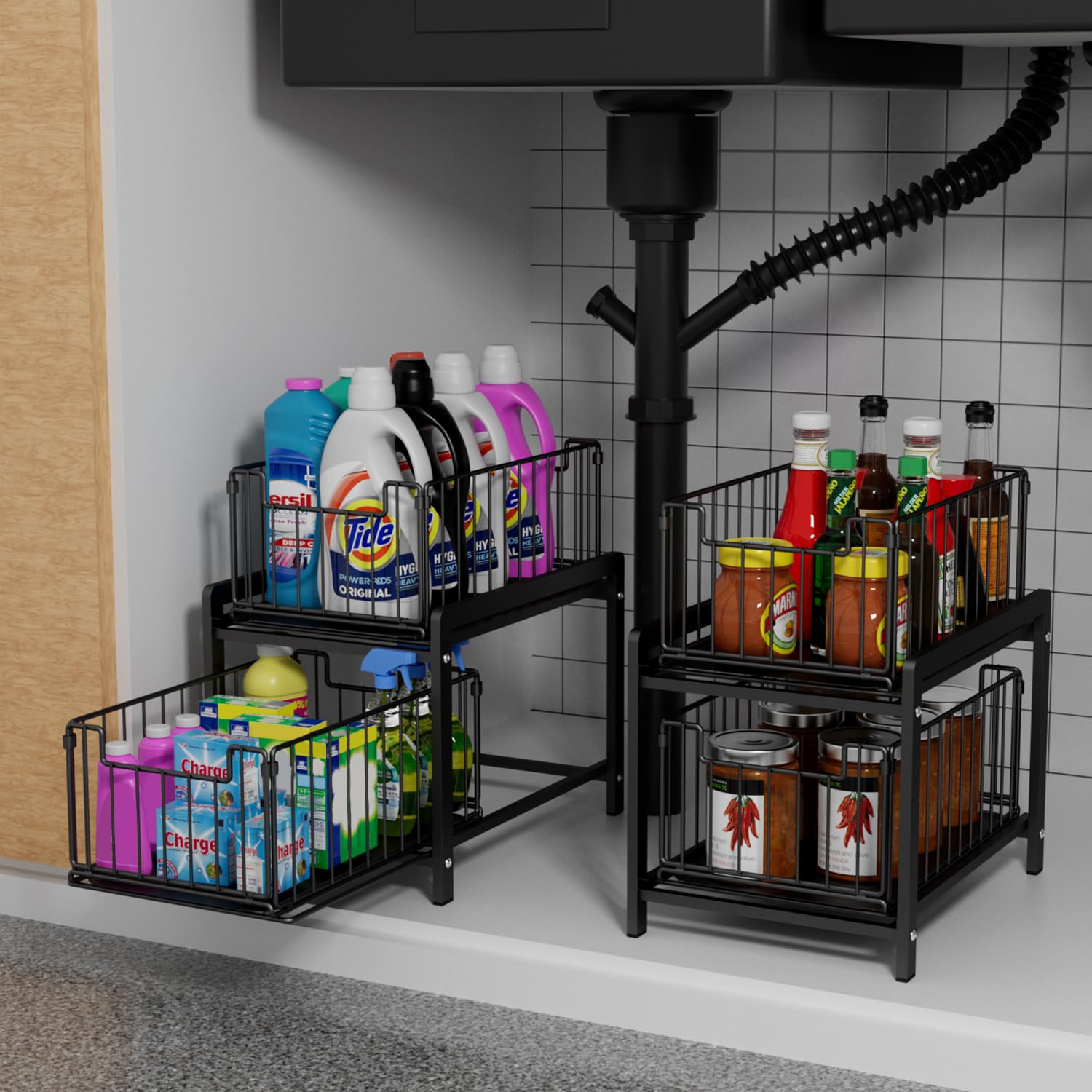 Lxmons rust-resistant black finish keeps shelves looking new.