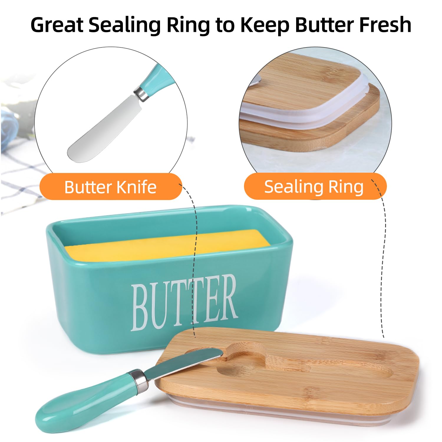 Lxmons stainless steel butter knife spreader beside porcelain dish for easy serving