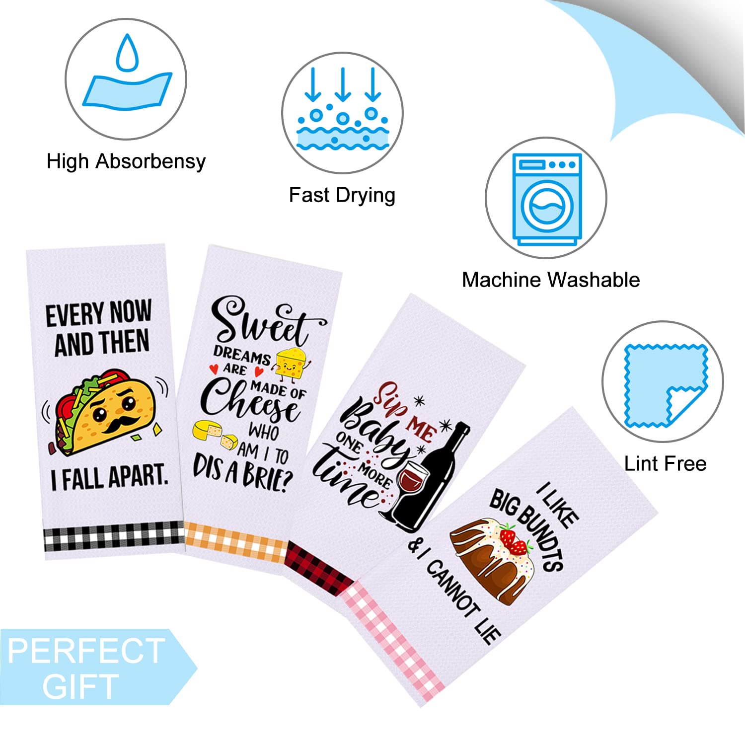 LXOMILL kitchen towel with screen print bright design; perfect on oven handle or dishwasher