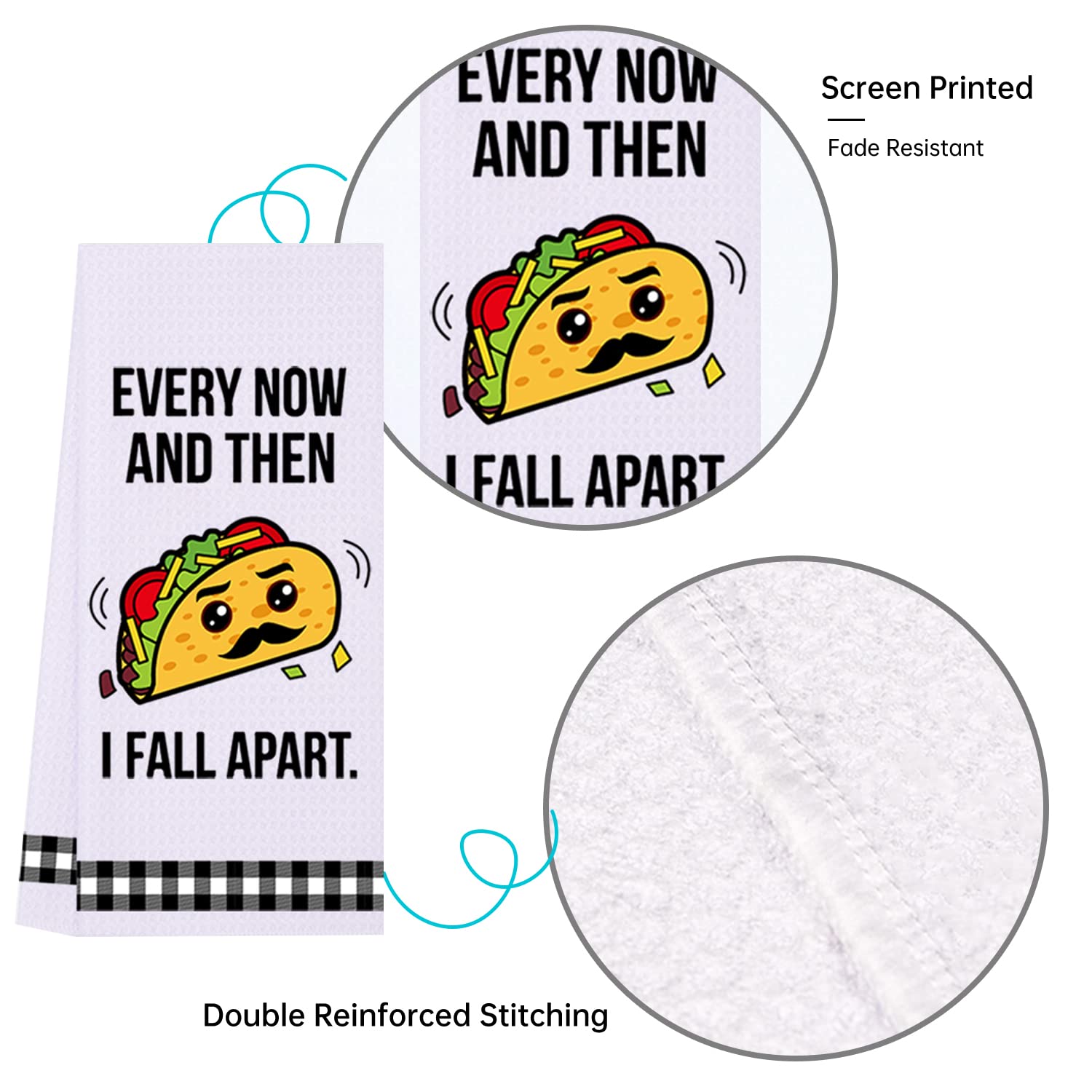 LXOMILL taco-themed towel adds whimsy while absorbing spills during cooking sessions