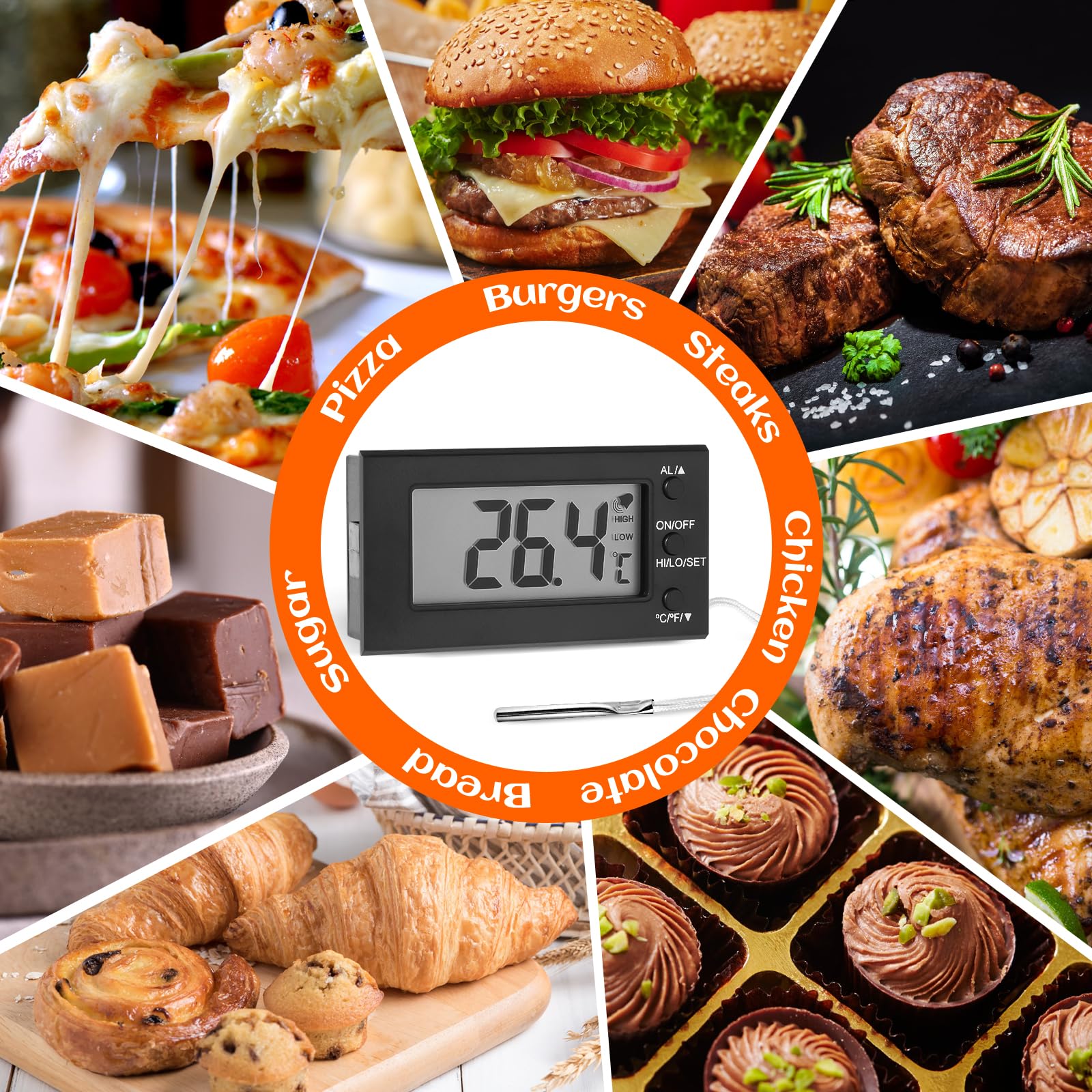 LXSZRPH Installation-ready thermometer with magnet and fastener for versatile placement.
