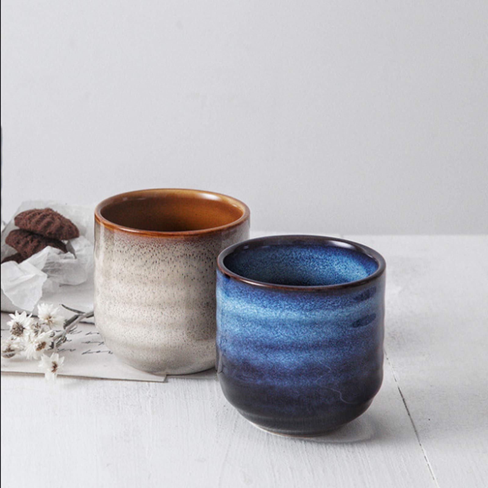 Lxuwbd Microwave-safe and dishwasher-safe ceramic cups for easy cleaning.