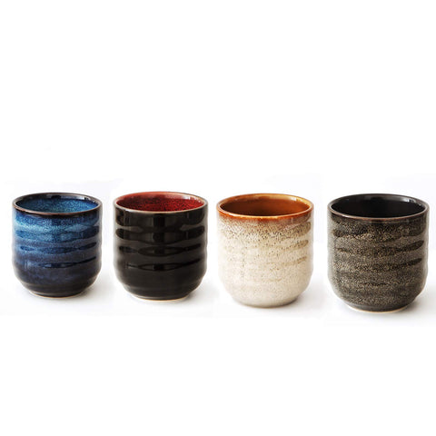 Lxuwbd Japanese Style Ceramic Tea Set cups show color variation for a unique look.