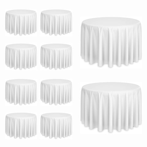 Lxztayuk 120-inch white round tablecloth, stain-resistant fabric for formal dining