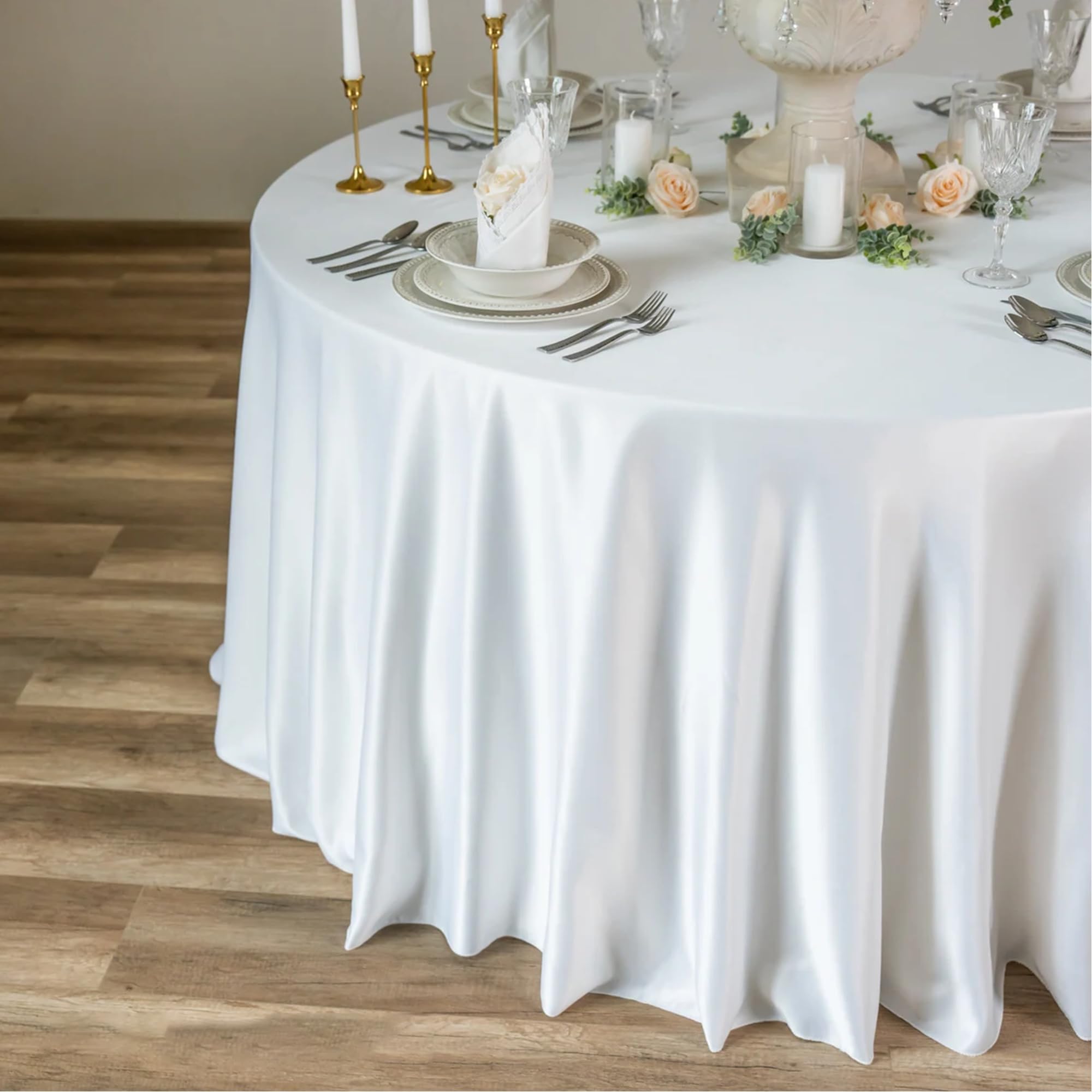 Lxztayuk white round tablecloth for elegant wedding and dining setups