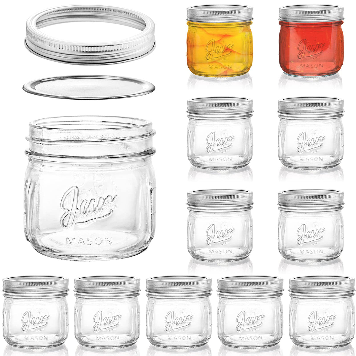 Lyellfe 12-pack wide mouth jars with clear glass for easy labeling