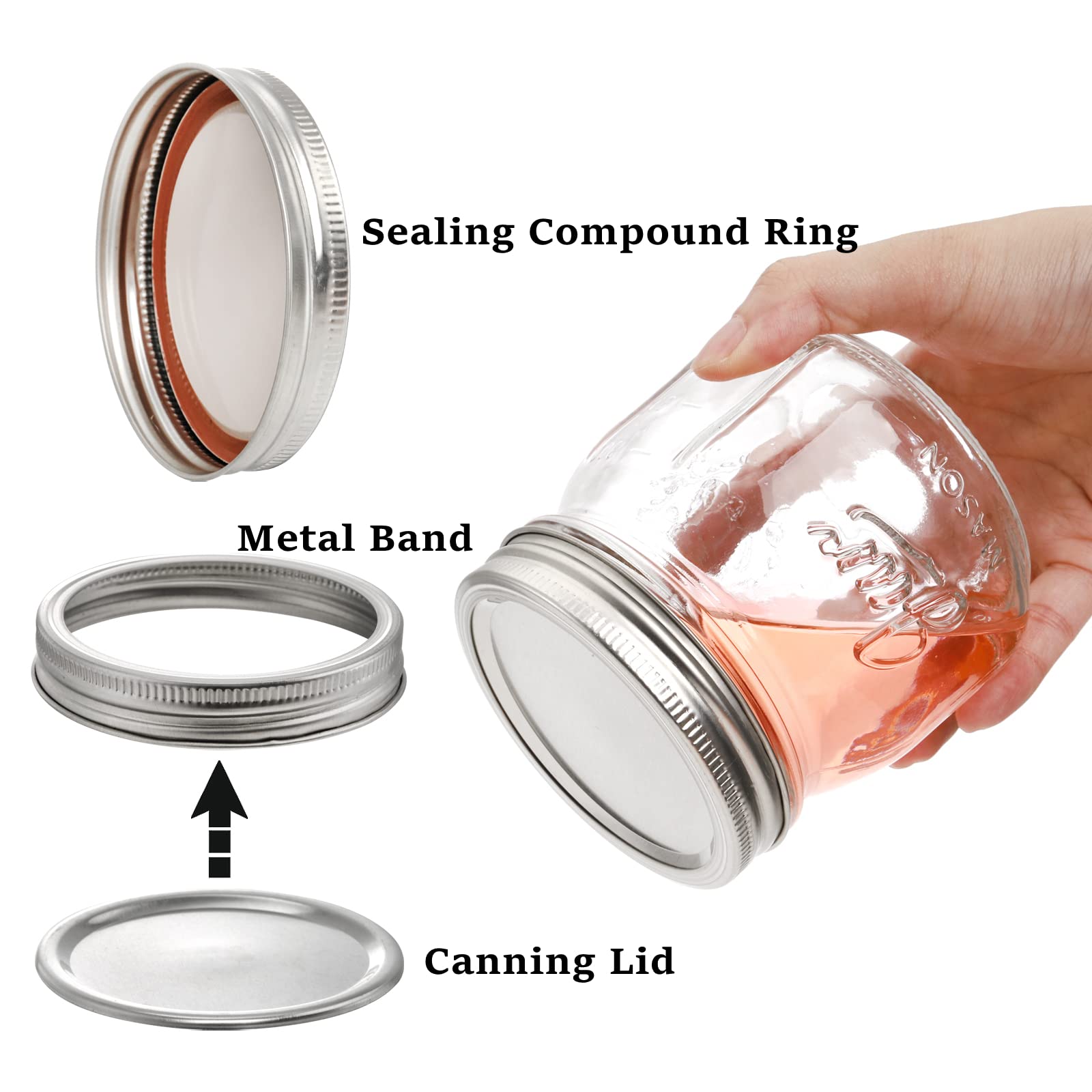 Lyellfe clear mason jar with airtight silver lid preserves freshness.